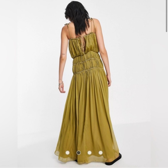 ASOS ruched maxi dress in Chartreuse size 4 / 36 - Picture 5 of 5
